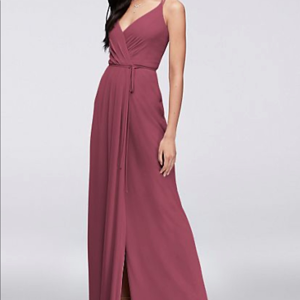 David’s bridal double strap long georgette dress - Picture 2 of 4